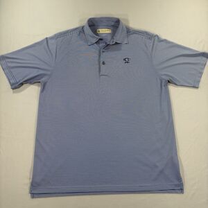 Donald Ross Sport Polo Shirt Men L Blue Pinstripe Golf